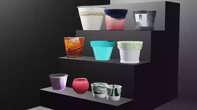flower pot collection 3D model