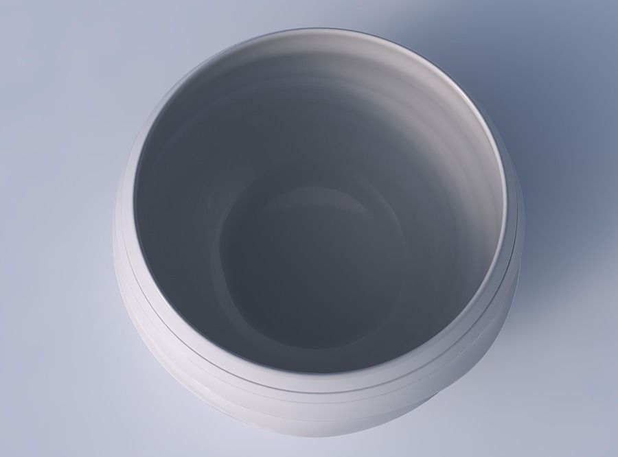 Bowl spheric twisted with distorted horizontal dents 3D print model_2