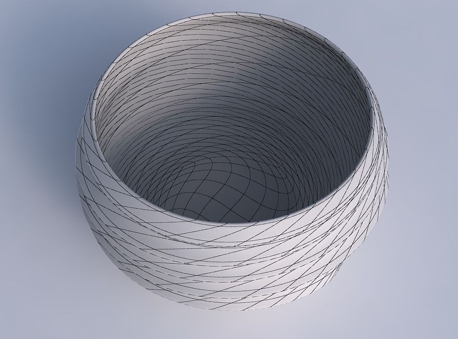 Bowl spheric twisted with distorted horizontal dents 3D print model_6
