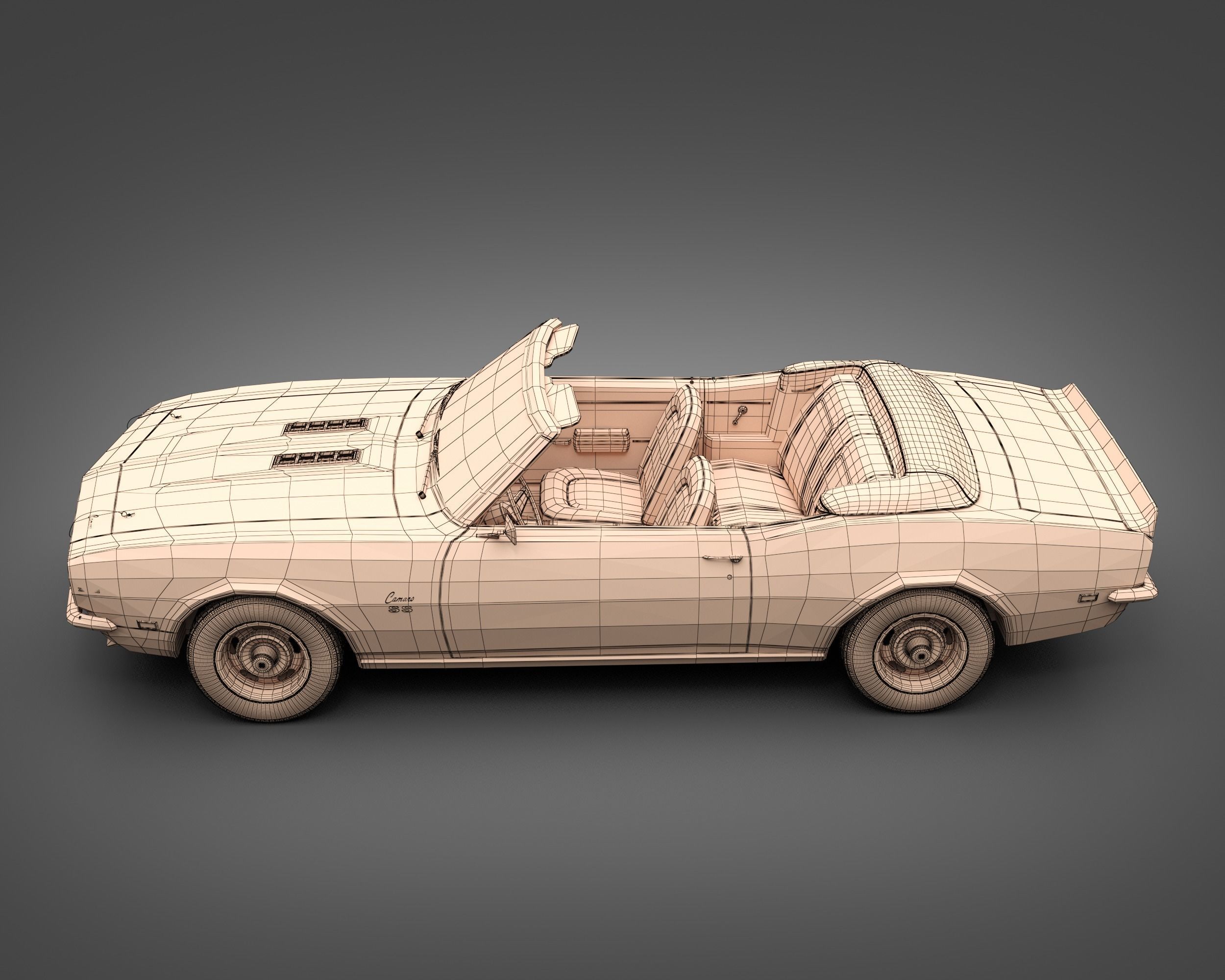 1968 Chevrolet Camaro SS Convertible 3D model_14
