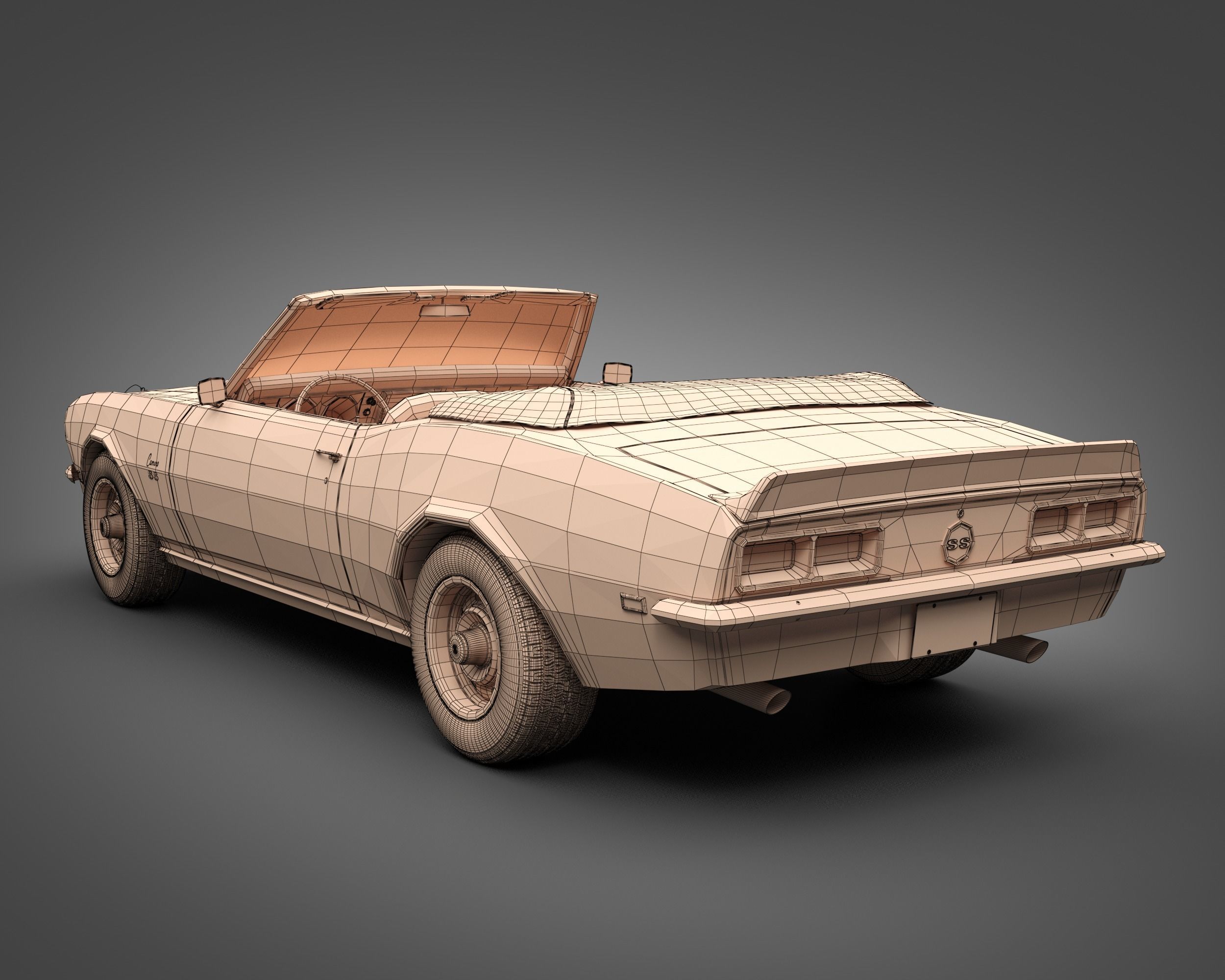 1968 Chevrolet Camaro SS Convertible 3D model_16