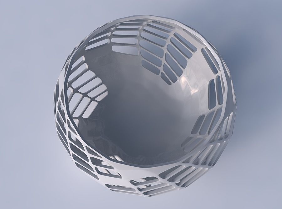 Bowl spheric twisted with diagonal grid lattice 3 3D print model_2