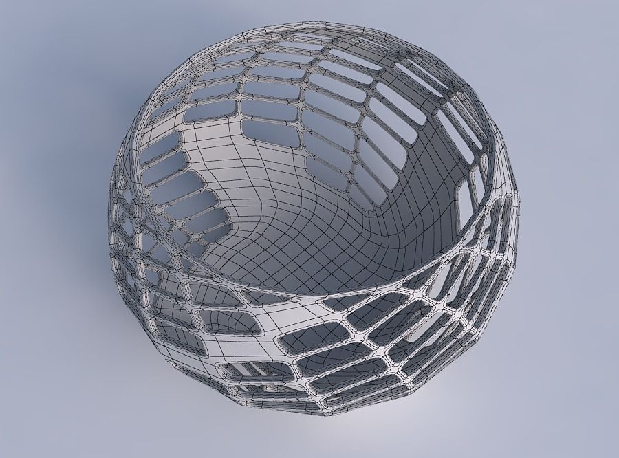 Bowl spheric twisted with diagonal grid lattice 3 3D print model_6