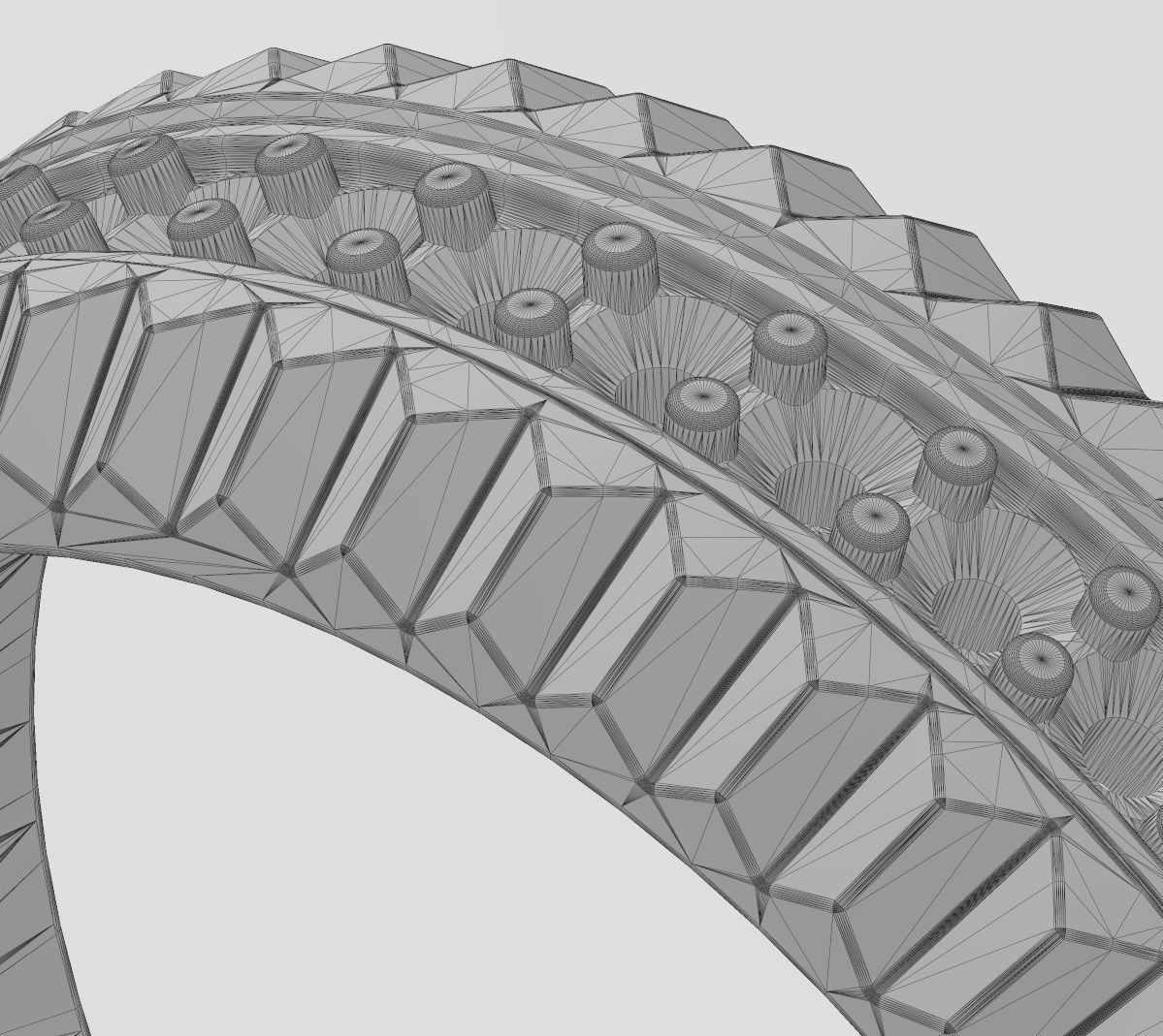 Fluted watch bezel diamond ring US size 7 to 10 3D print model_15