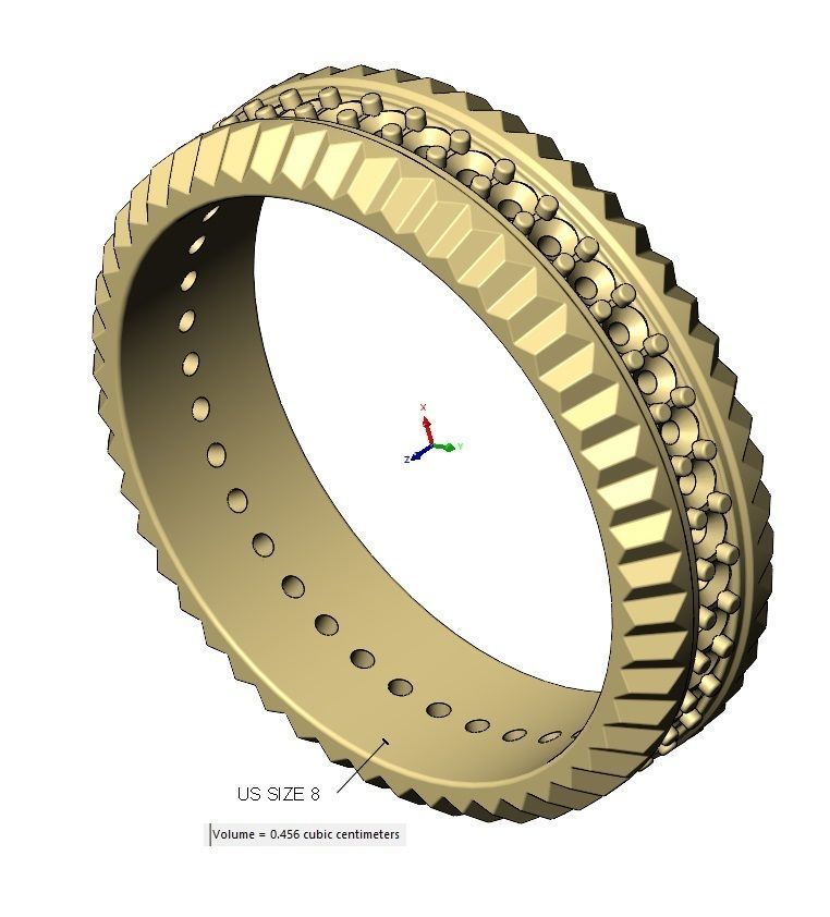 Fluted watch bezel diamond ring US size 7 to 10 3D print model_10
