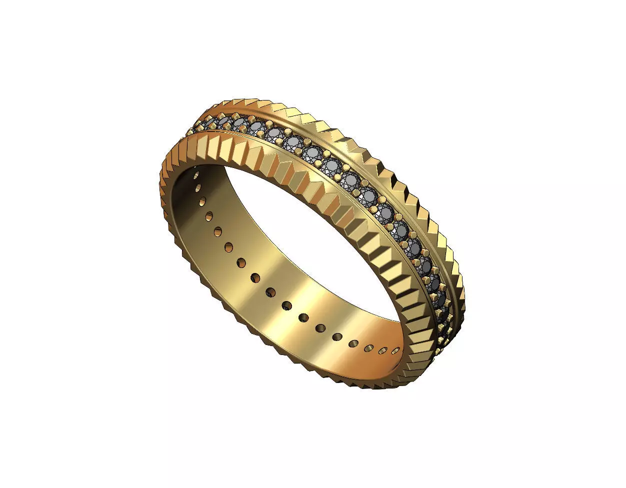Fluted watch bezel diamond ring US size 7 to 10 3D print model_0