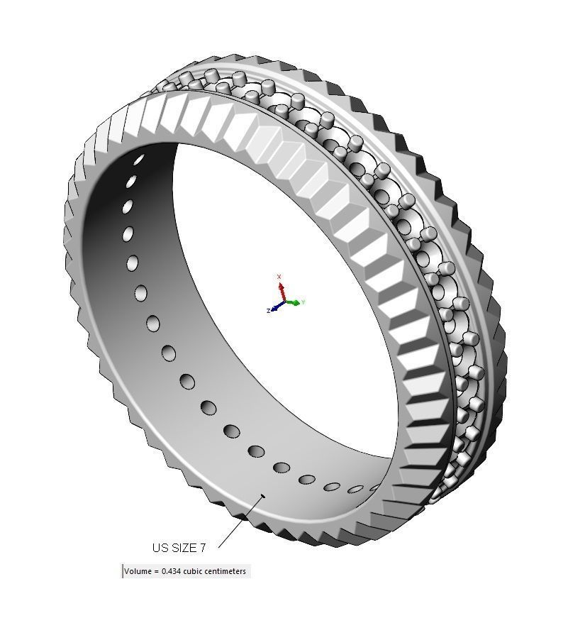 Fluted watch bezel diamond ring US size 7 to 10 3D print model_9