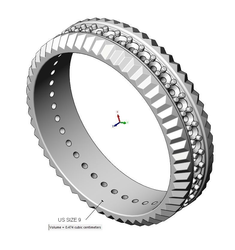 Fluted watch bezel diamond ring US size 7 to 10 3D print model_11