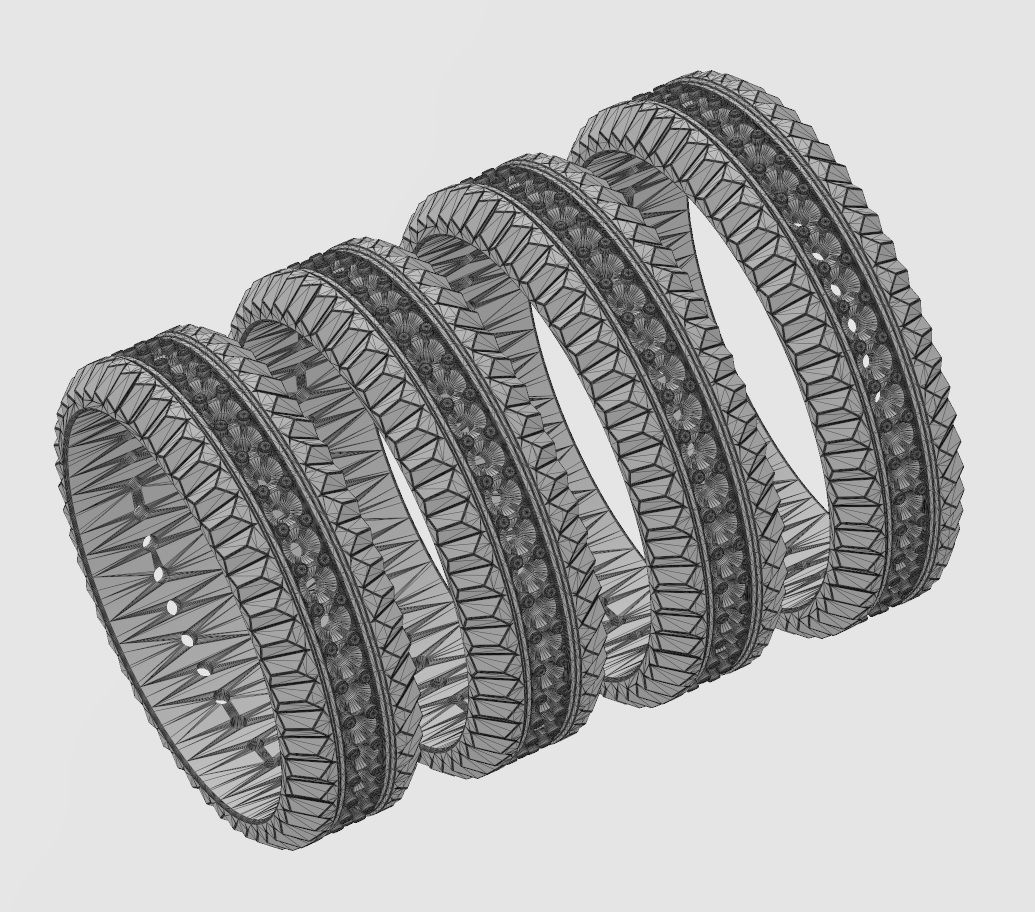 Fluted watch bezel diamond ring US size 7 to 10 3D print model_13