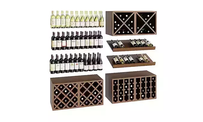 Wine Set BLENDER 3D Model Cycles