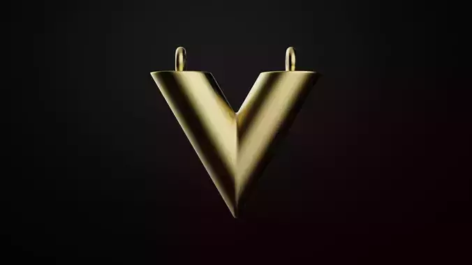 pendant V golden letter