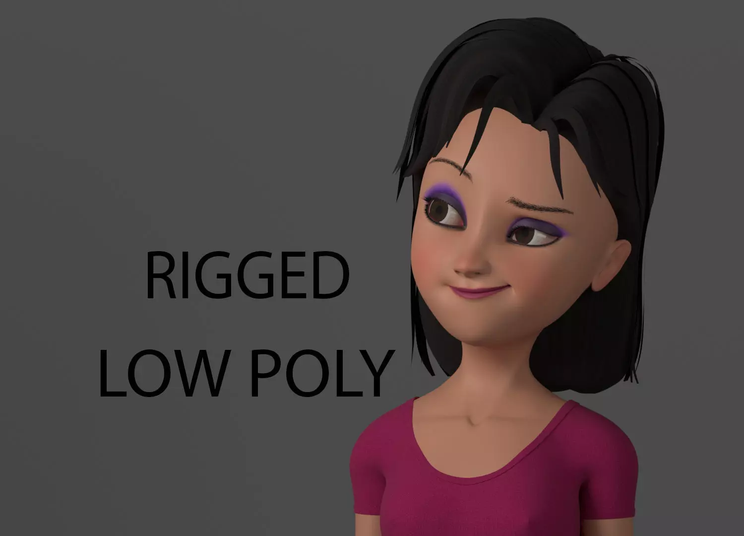 cartoon girl Low-poly 3D model