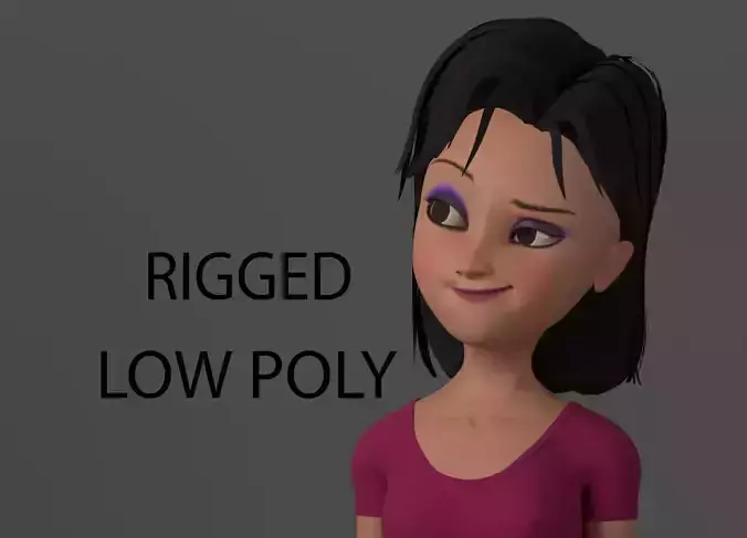 3d cartoon girl rigged  model