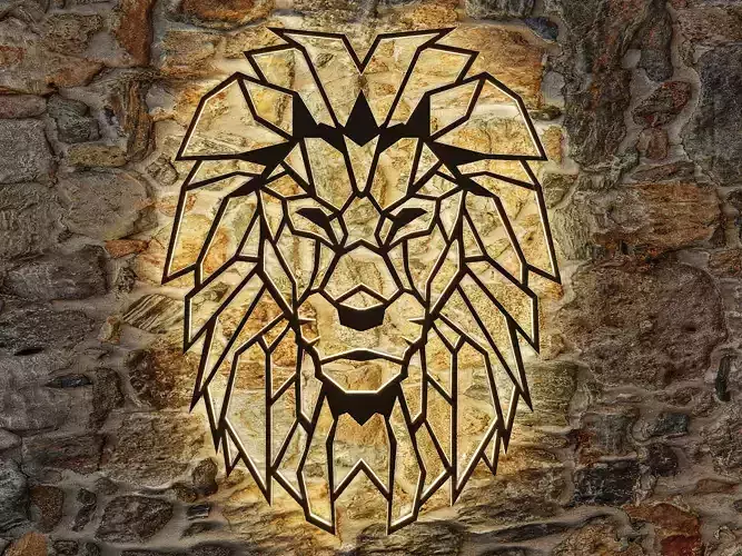 WALL DECORATION LUMINOUS LION HEAD