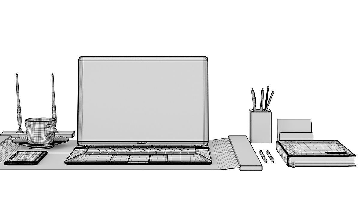 Classic Workplace With Macbook BLENDER 3D Model Cycles 3D model_6