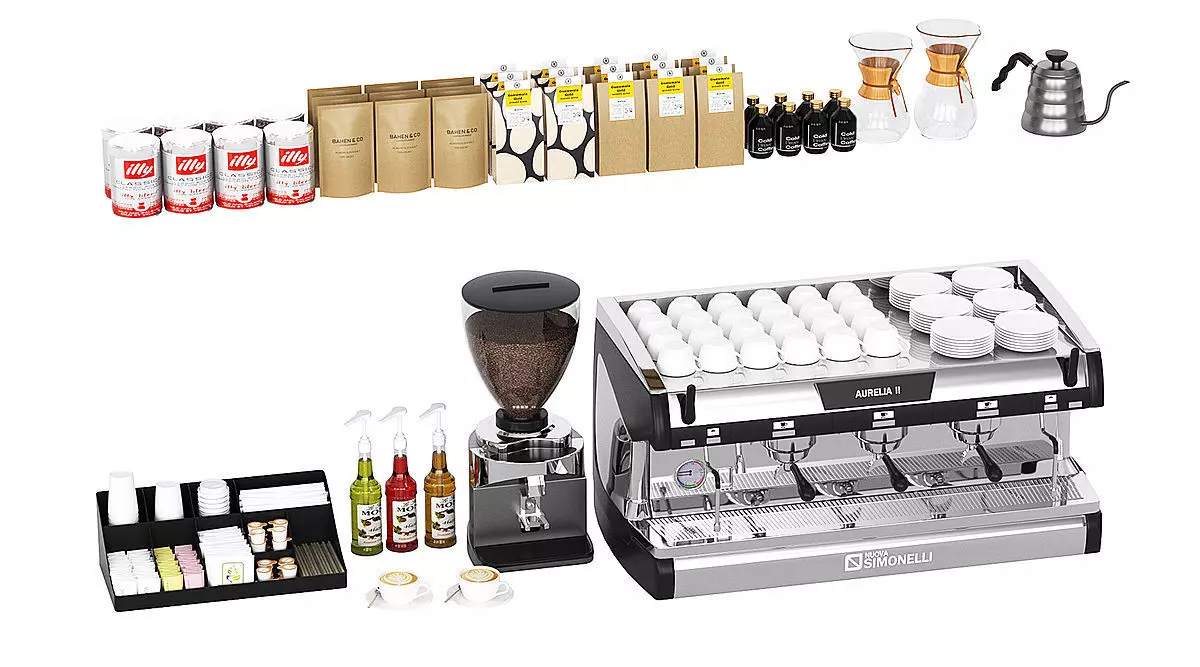 Coffee Shop Set BLENDER 3D Model Cycles 3D model_0