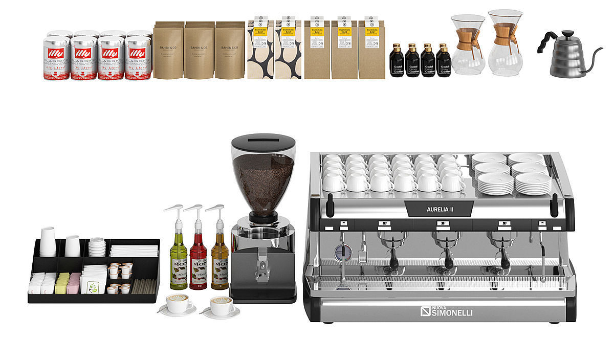 Coffee Shop Set BLENDER 3D Model Cycles 3D model_2