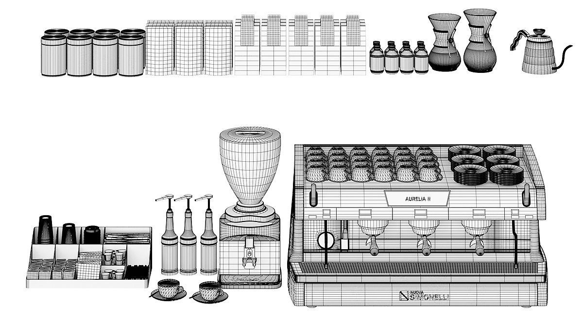 Coffee Shop Set BLENDER 3D Model Cycles 3D model_3