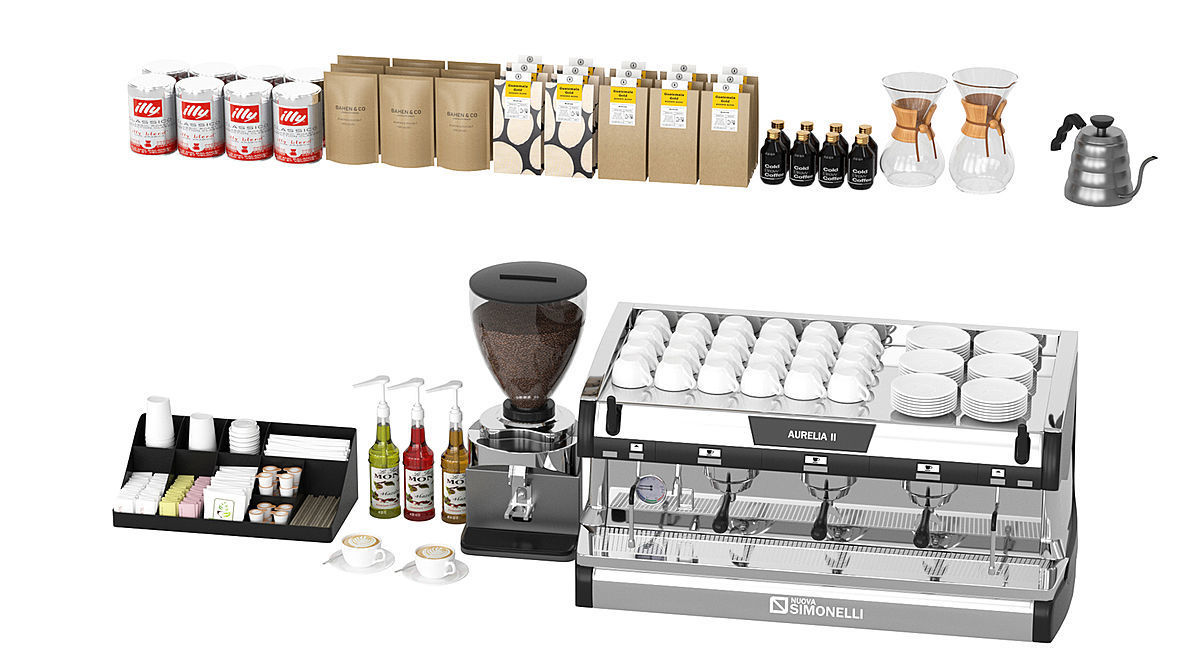 Coffee Shop Set BLENDER 3D Model Cycles 3D model_1