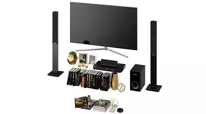 Living Room Black Gold BLENDER 3D Model Cycles