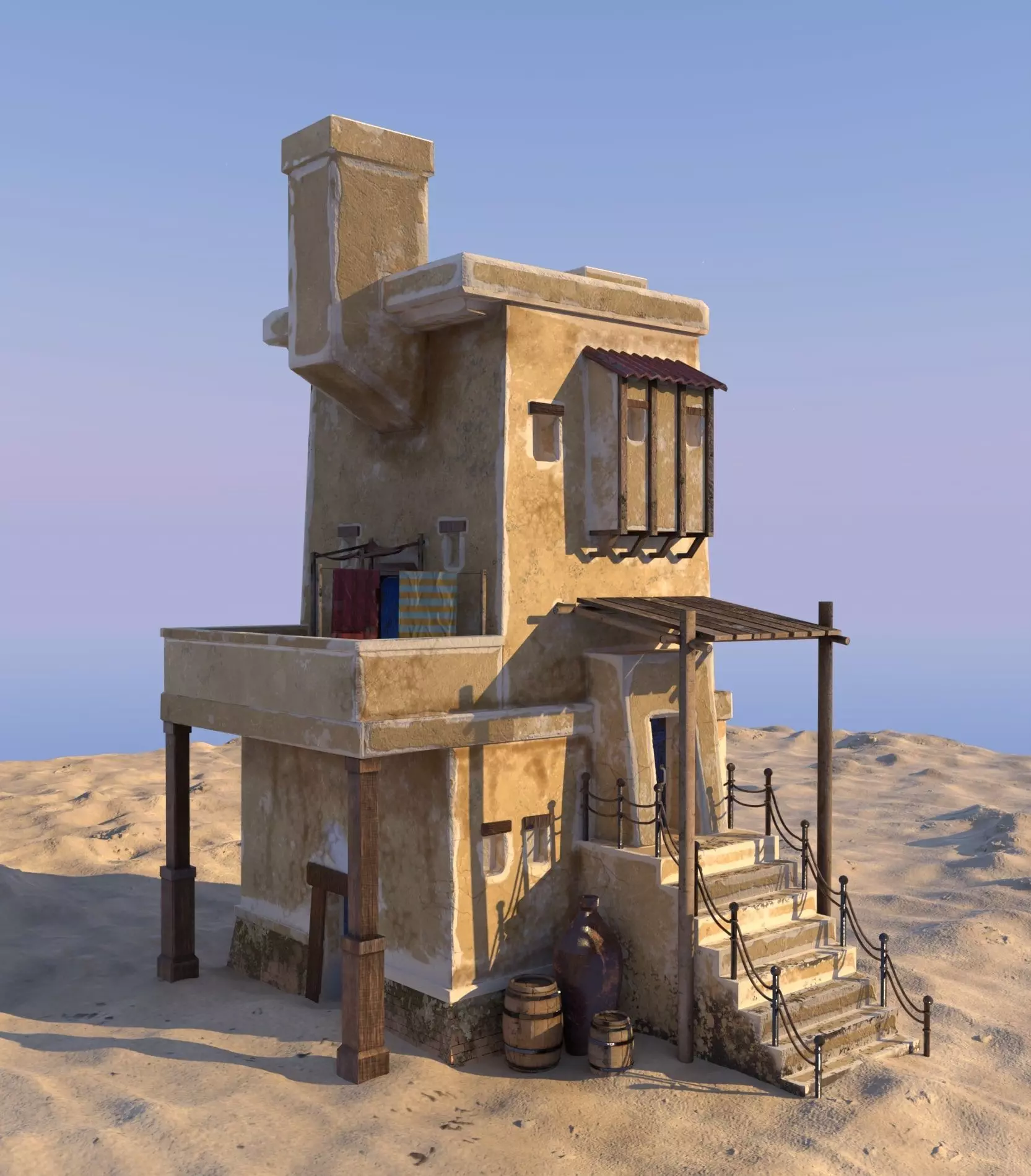 Desert House Low-poly 3D model