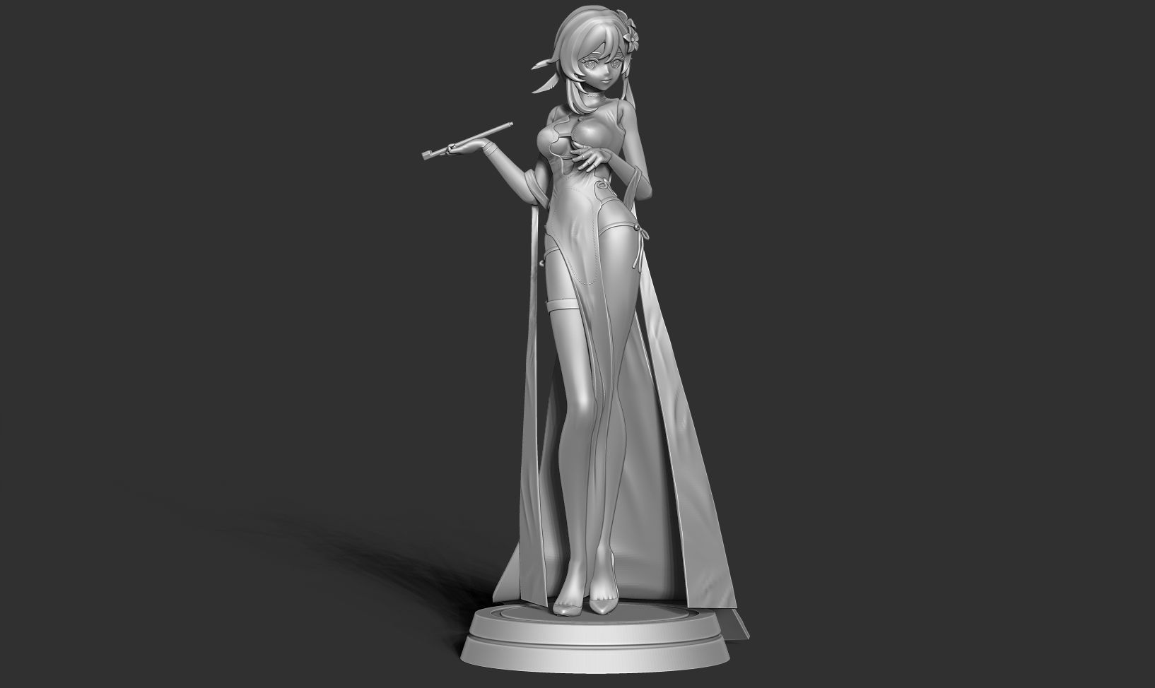 Traveler in cheongsam 3D print model_8
