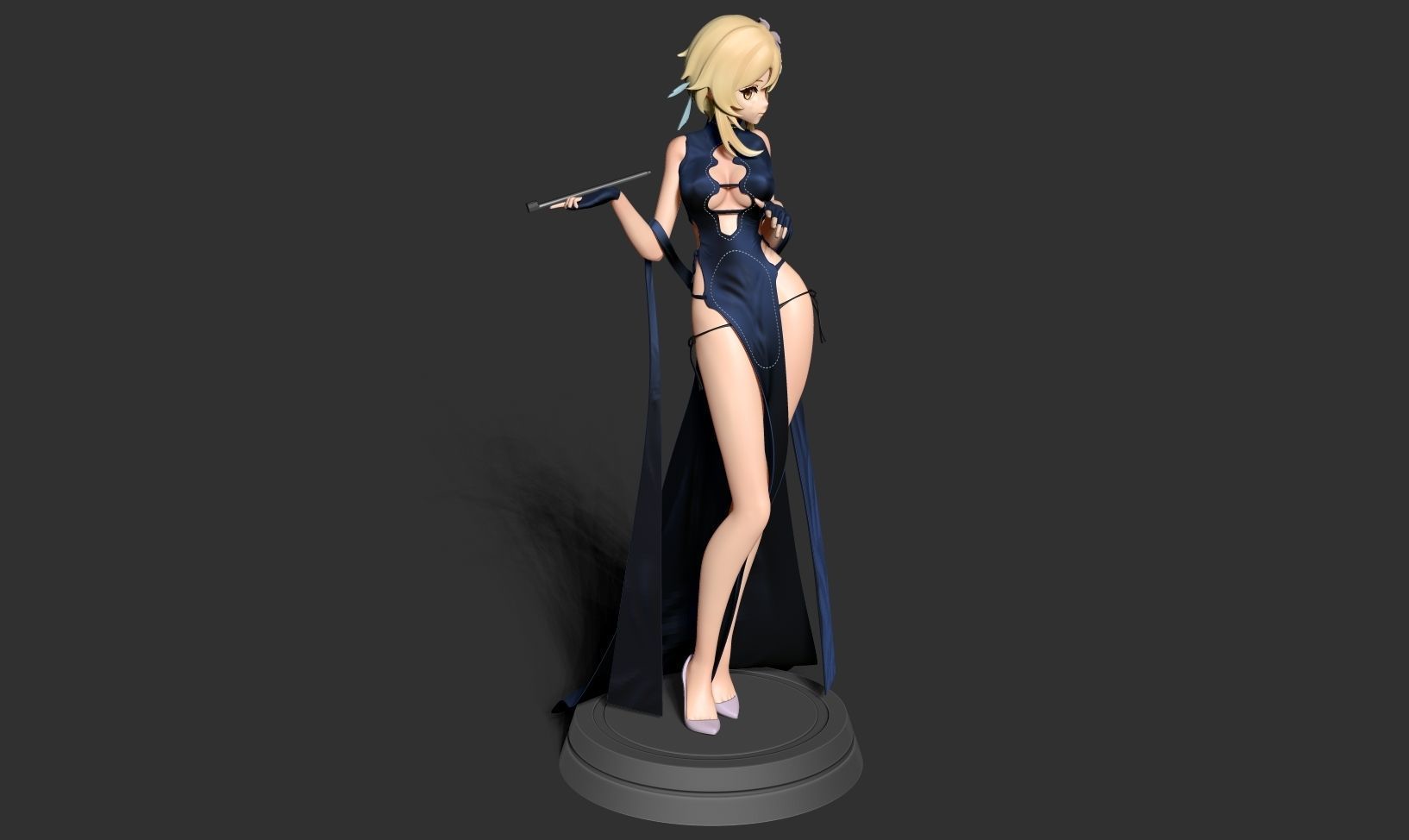 Traveler in cheongsam 3D print model_13