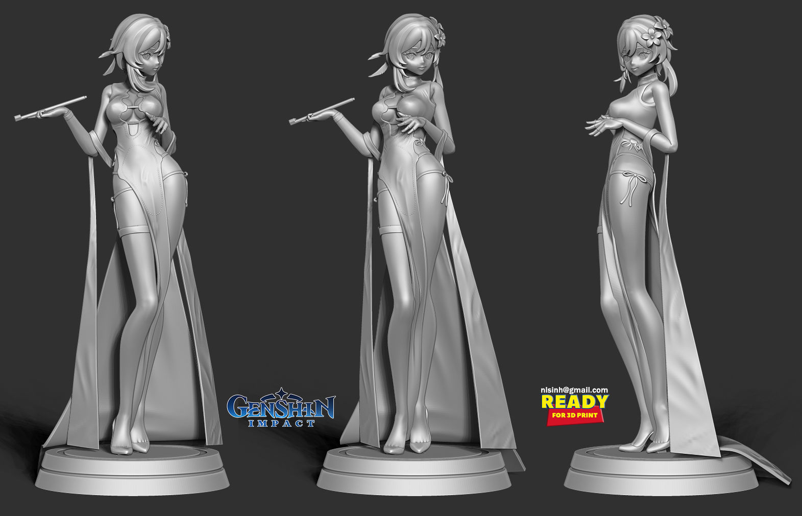 Traveler in cheongsam 3D print model_1