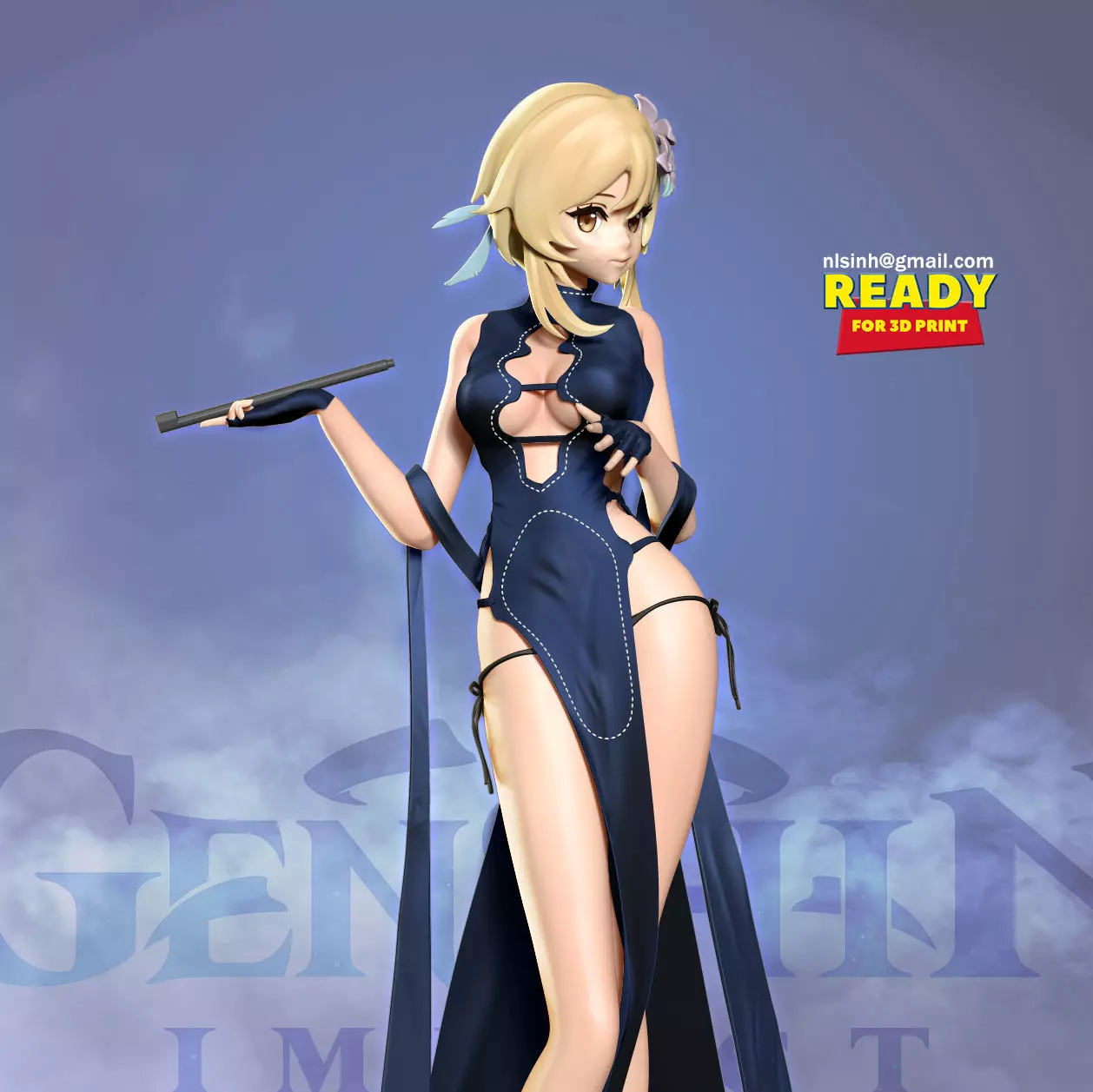 Traveler in cheongsam 3D print model_0