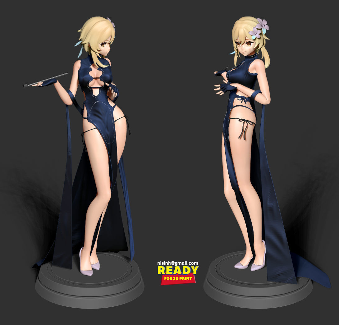 Traveler in cheongsam 3D print model_6