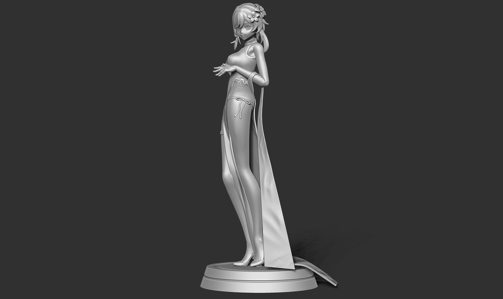 Traveler in cheongsam 3D print model_10
