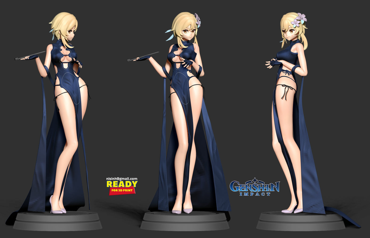 Traveler in cheongsam 3D print model_3