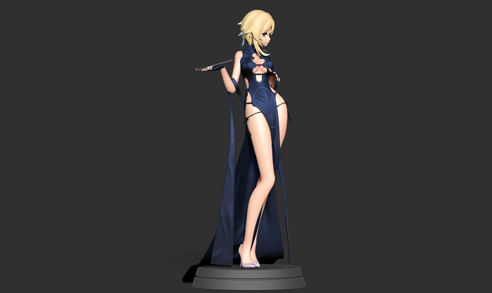 Traveler in cheongsam 3D print model_11