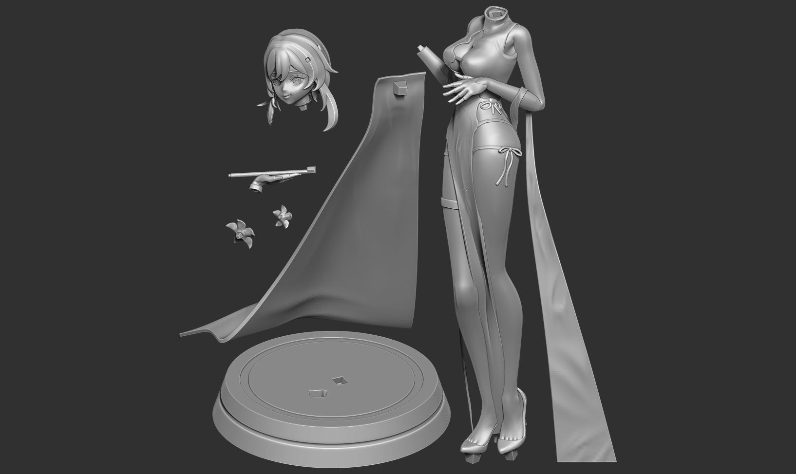 Traveler in cheongsam 3D print model_2