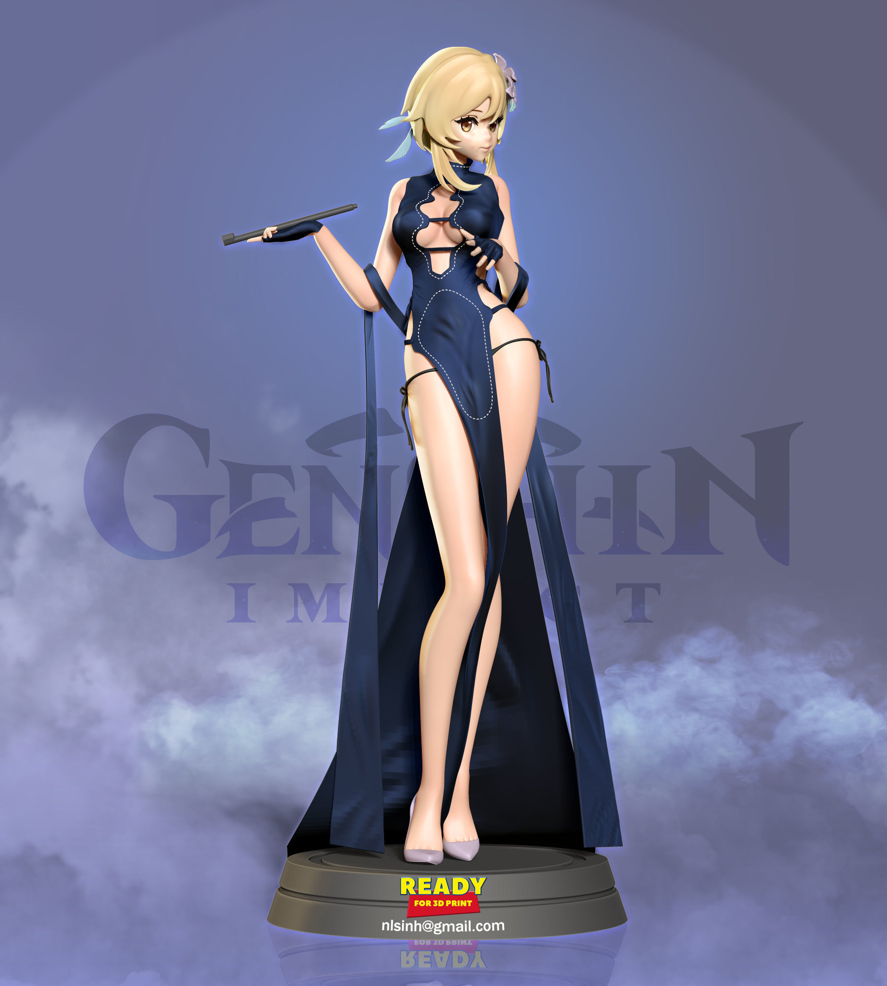 Traveler in cheongsam 3D print model_5