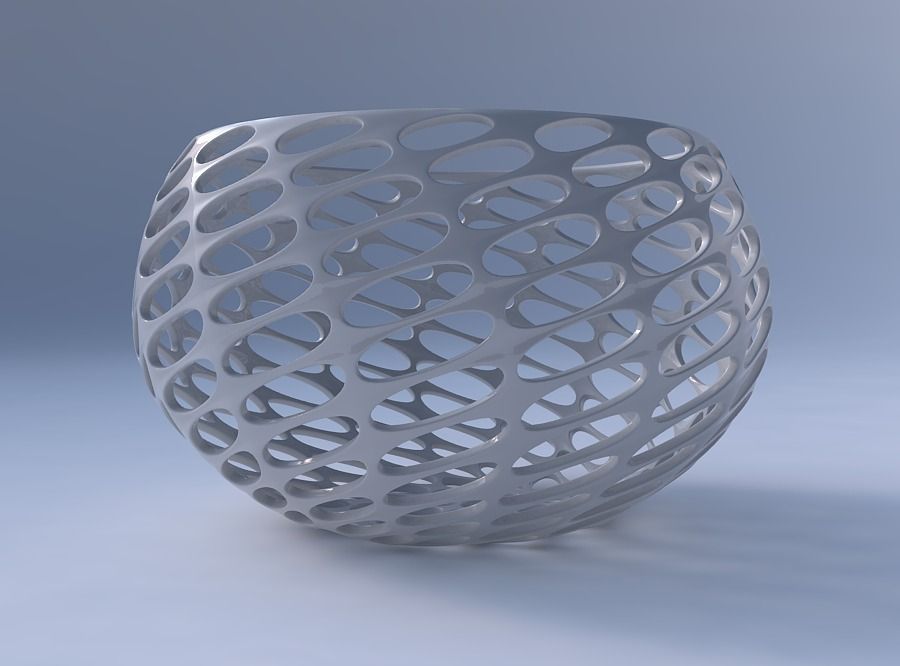 Bowl spheric twisted with bubble grid lattice 3D print model_4