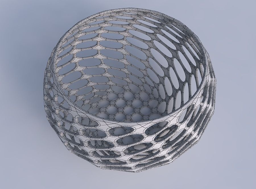 Bowl spheric twisted with bubble grid lattice 3D print model_6