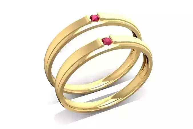 Minimalist Overlap Couple Rings with Gemstone 1096 1333