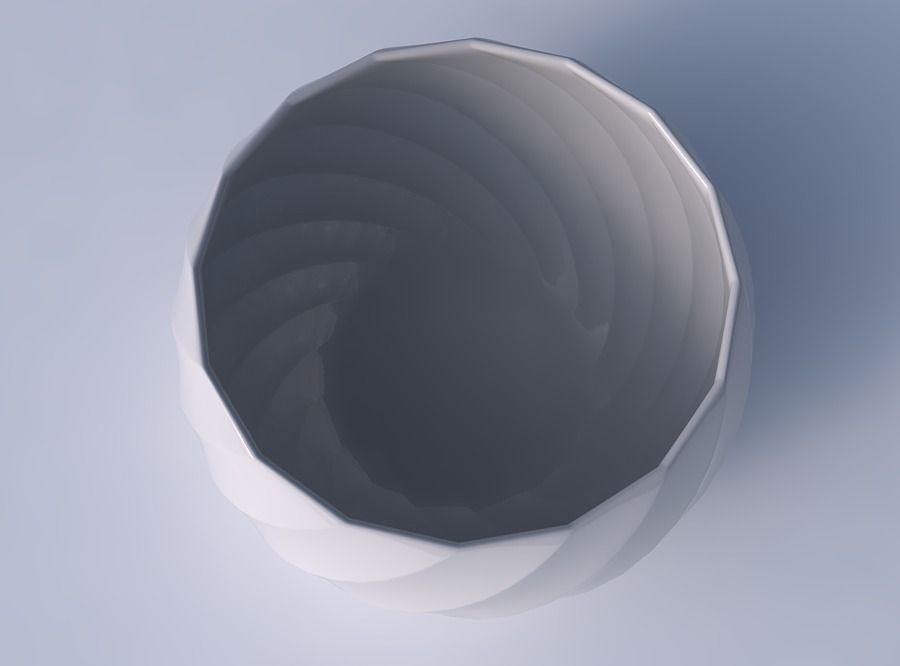 Bowl spheric twisted with bands uniform vertical 3D print model_2