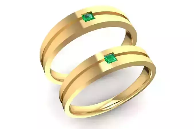 Minimalist Square Gemstone Couple Rings for Men and Women  1337