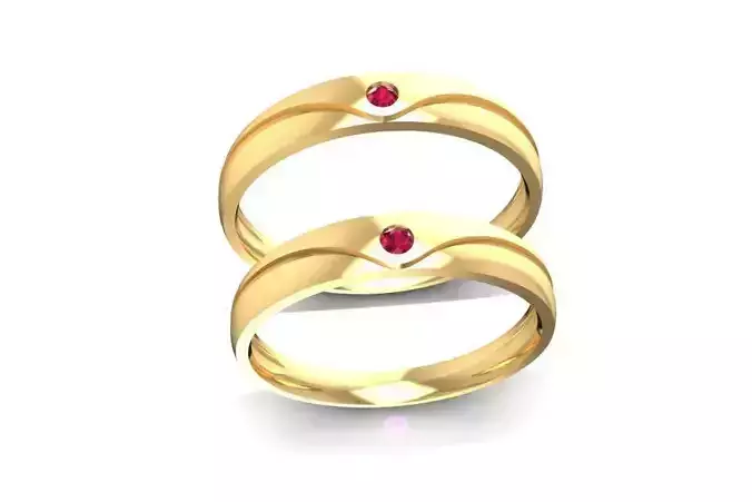 Elegant Gold Couple Wedding Rings Set 1340