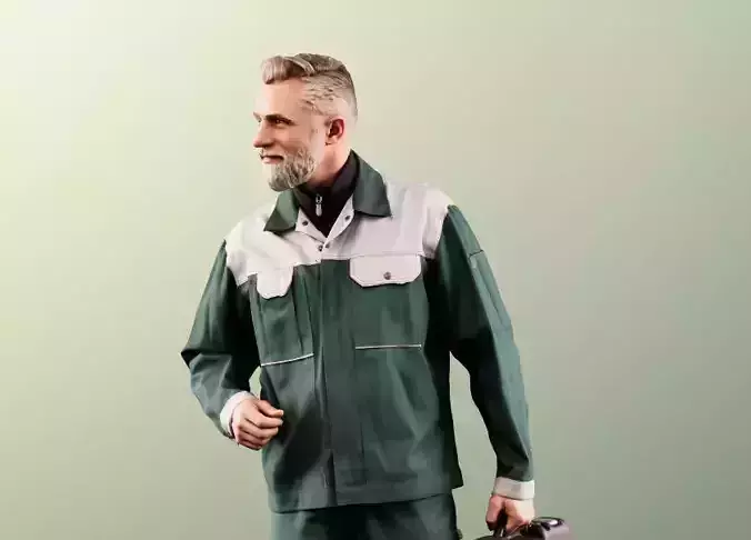 Alex 11844 - Male Craftsman Walking With Tool Case