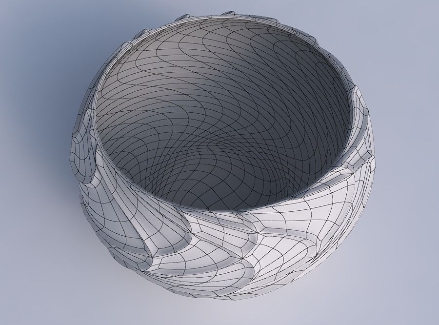 Bowl spheric twisted wavy sparse extruded lines 3D print model_6