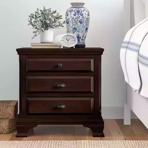 Plattsburgh Drawer Wood Nightstand in Brown