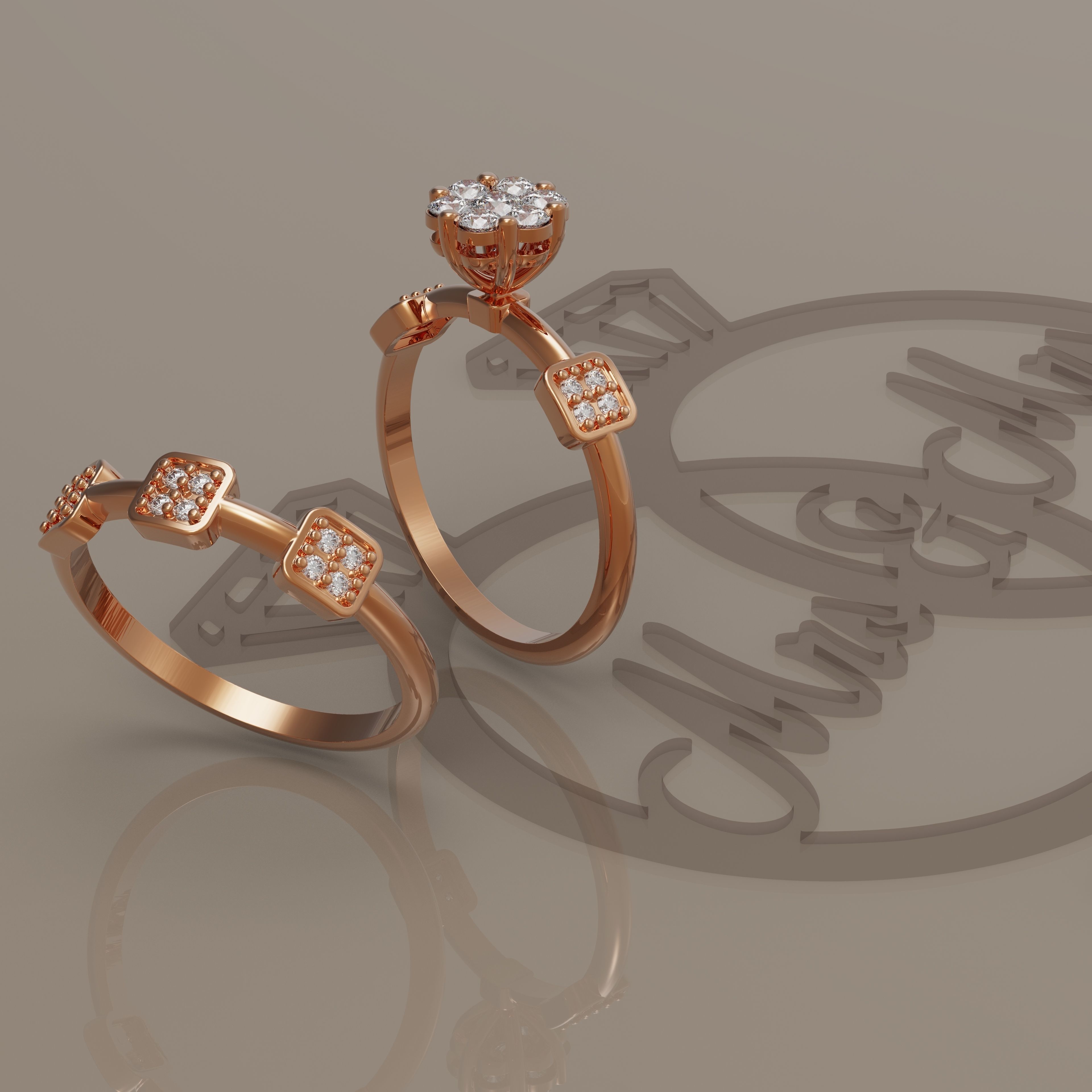 wedding rings 3D print model_1