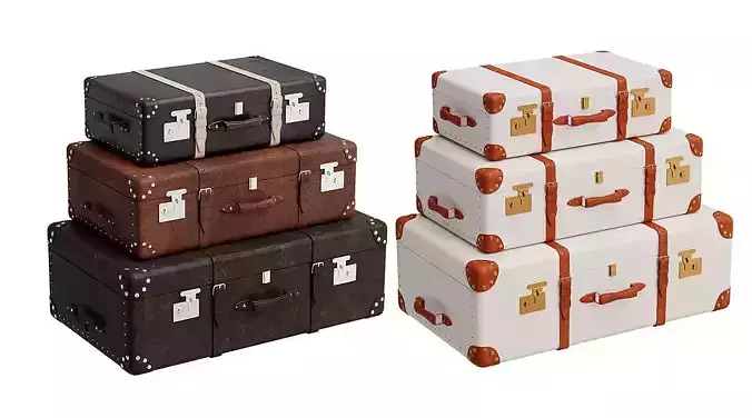 Suitcases Retro BLENDER 3D Model Cycles