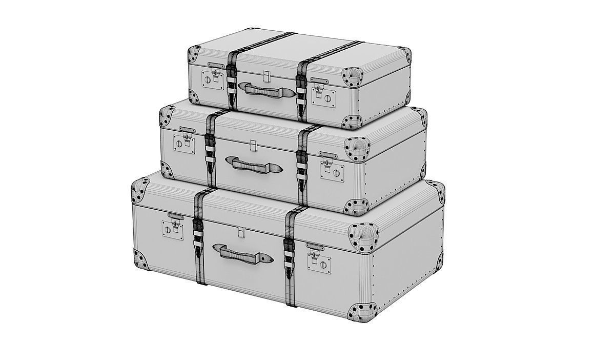 Suitcases Retro BLENDER 3D Model Cycles 3D model_7