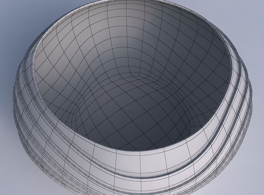 Bowl spheric squeezed widewith horizontal wavy layers 3D print model_6