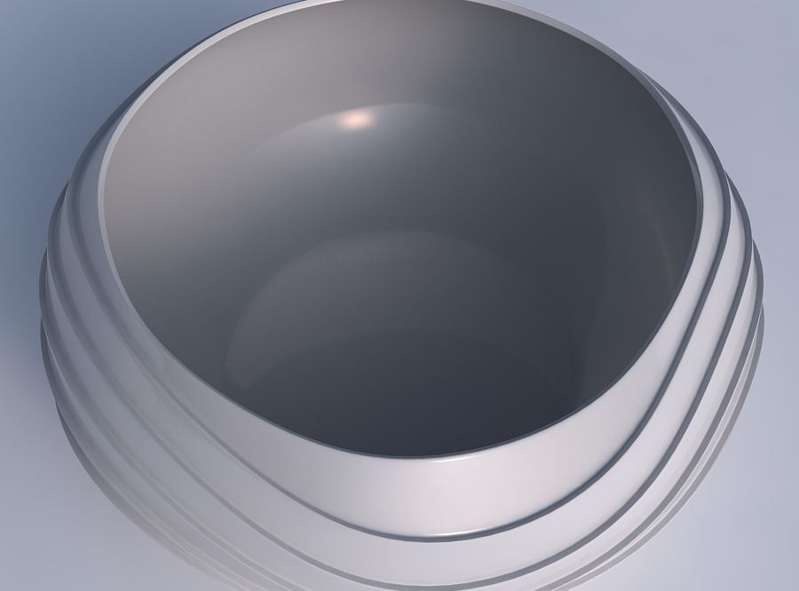 Bowl spheric squeezed widewith horizontal wavy layers 3D print model_1