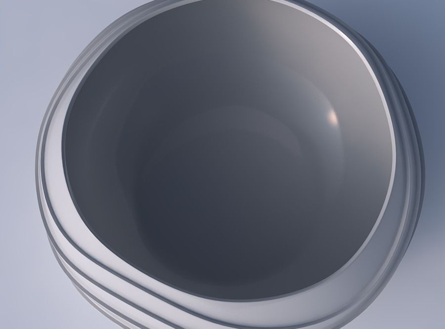 Bowl spheric squeezed widewith horizontal wavy layers 3D print model_2